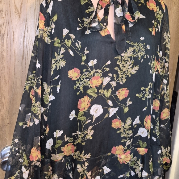 Lauren Ralph Lauren Floral Georgette Sheer Ruffles Green Dress Size 14 New - Picture 3 of 9